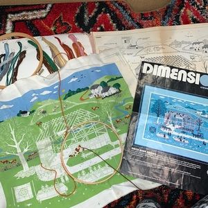 EUC Dimensions Amish Barn Raising cross stitch